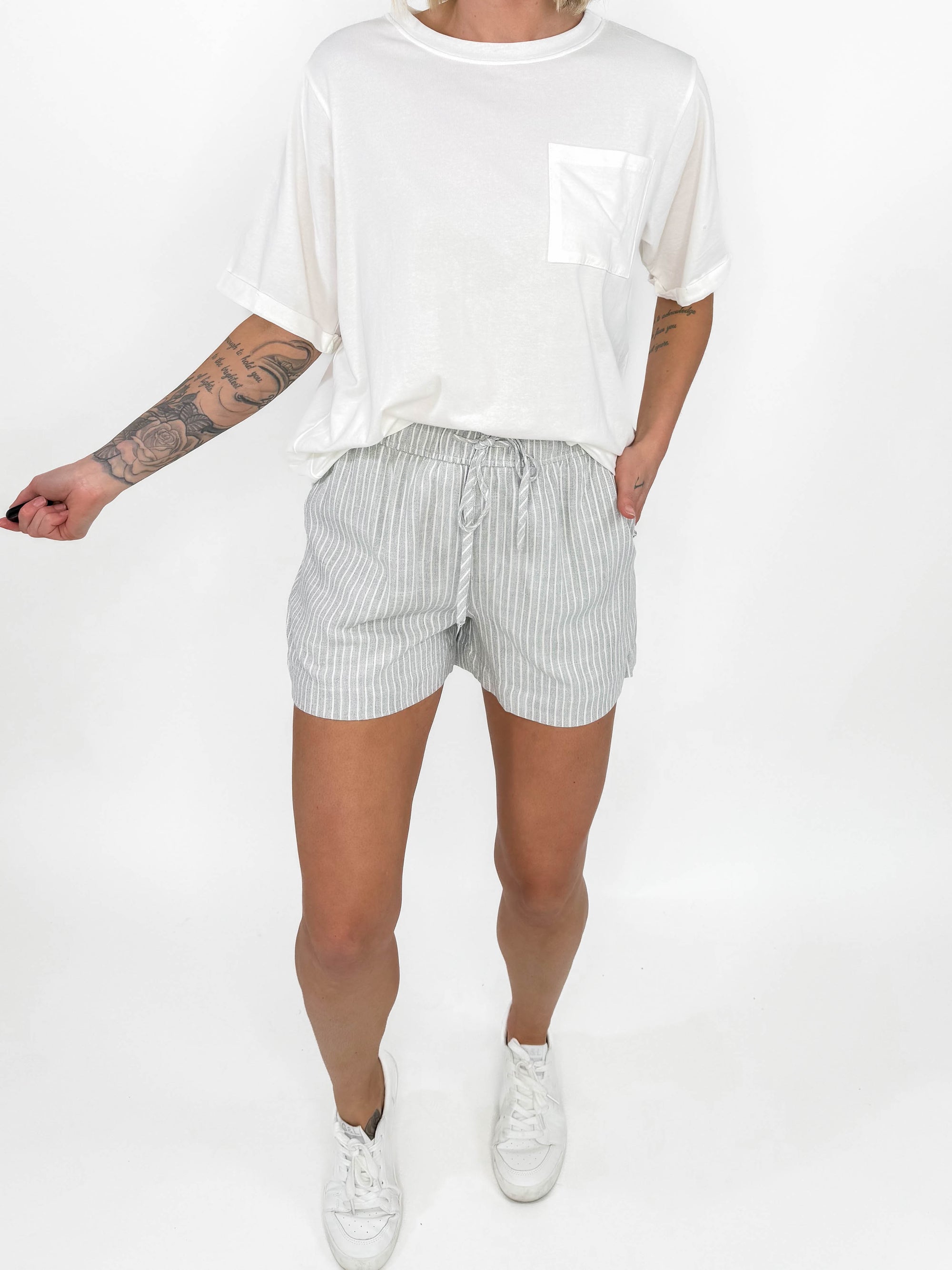 Kai Linen Blend Shorts- HTHR GREY
