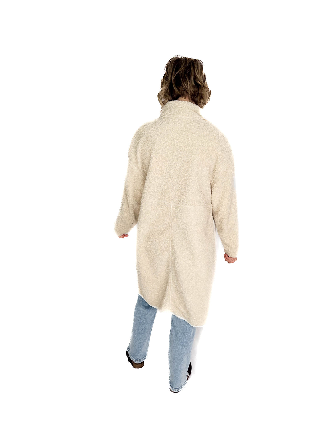 Cori Boucle Longline Coat- BIRCH