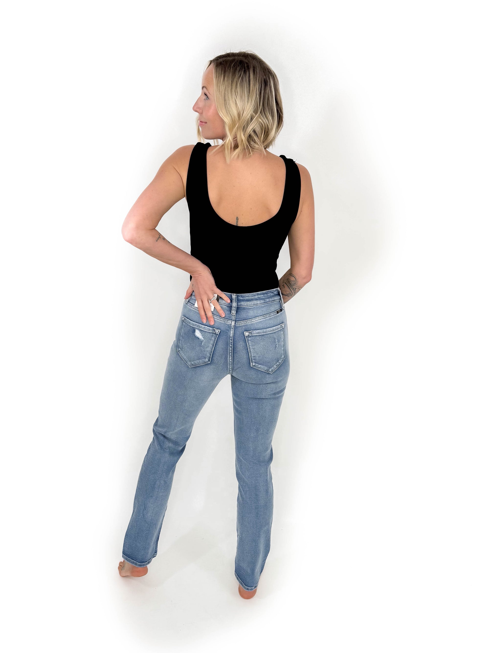 KANCAN Aiden High Rise Slim Straight Jeans- LIGHT WASH