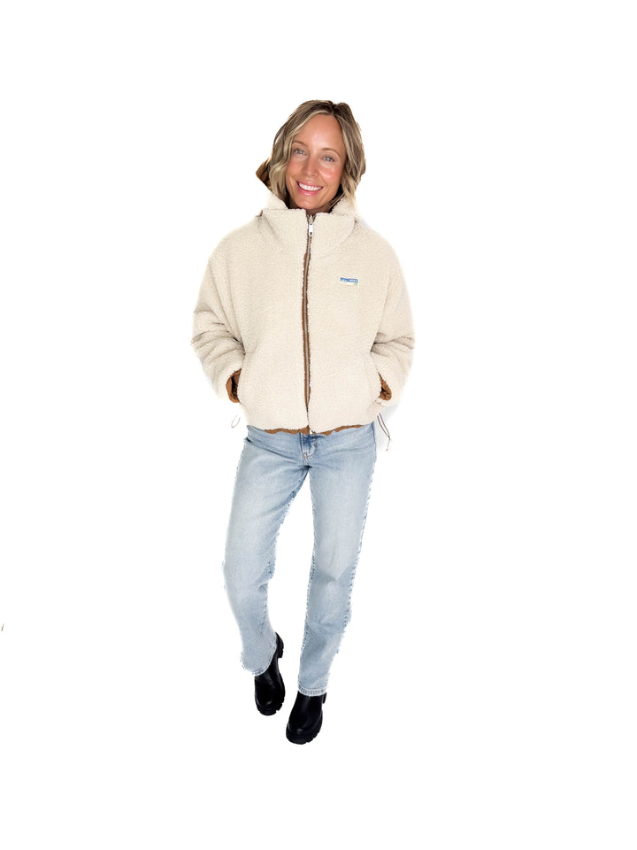 ONLY Marianna Reversible Sherpa Puffer Jacket- TOASTED COCONUT