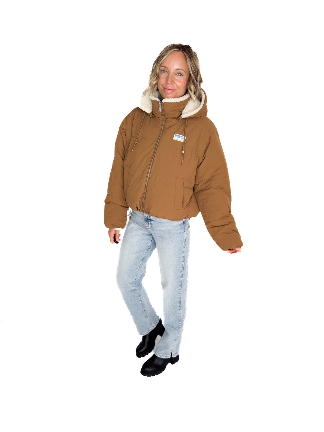 ONLY Marianna Reversible Sherpa Puffer Jacket- TOASTED COCONUT