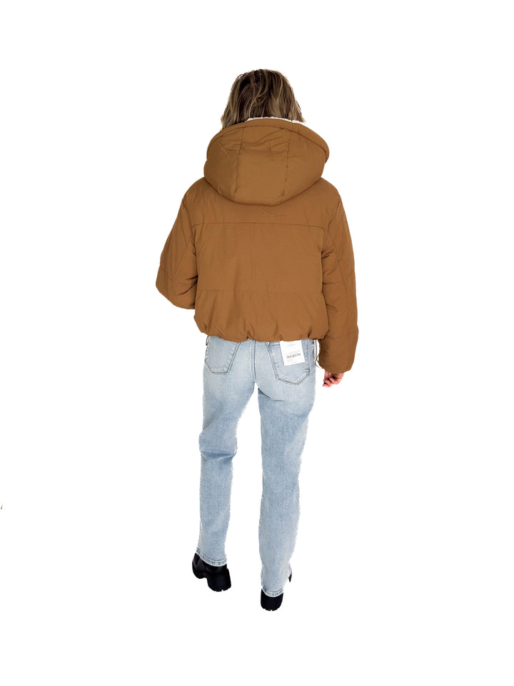 ONLY Marianna Reversible Sherpa Puffer Jacket- TOASTED COCONUT