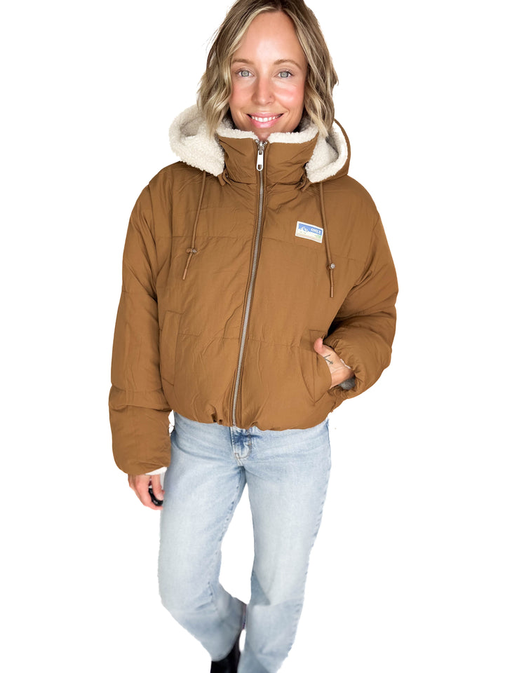 ONLY Marianna Reversible Sherpa Puffer Jacket- TOASTED COCONUT