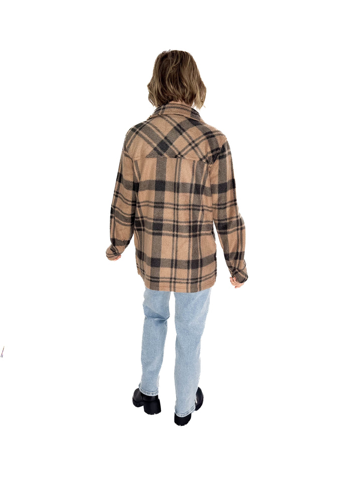 THREAD & SUPPLY Santa Fe Fleece Jacket- PECAN BLACK PLAID