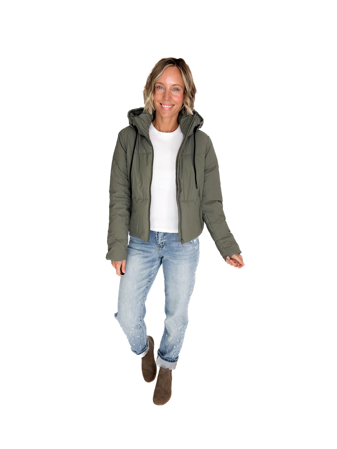 Johnstone Coated Jacket- OLIVE