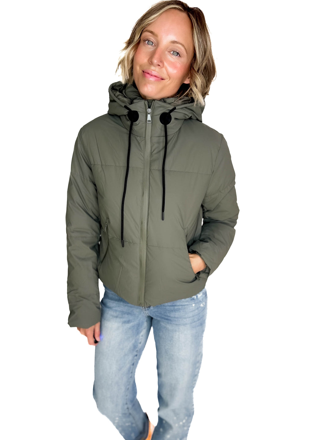 Johnstone Coated Jacket- OLIVE