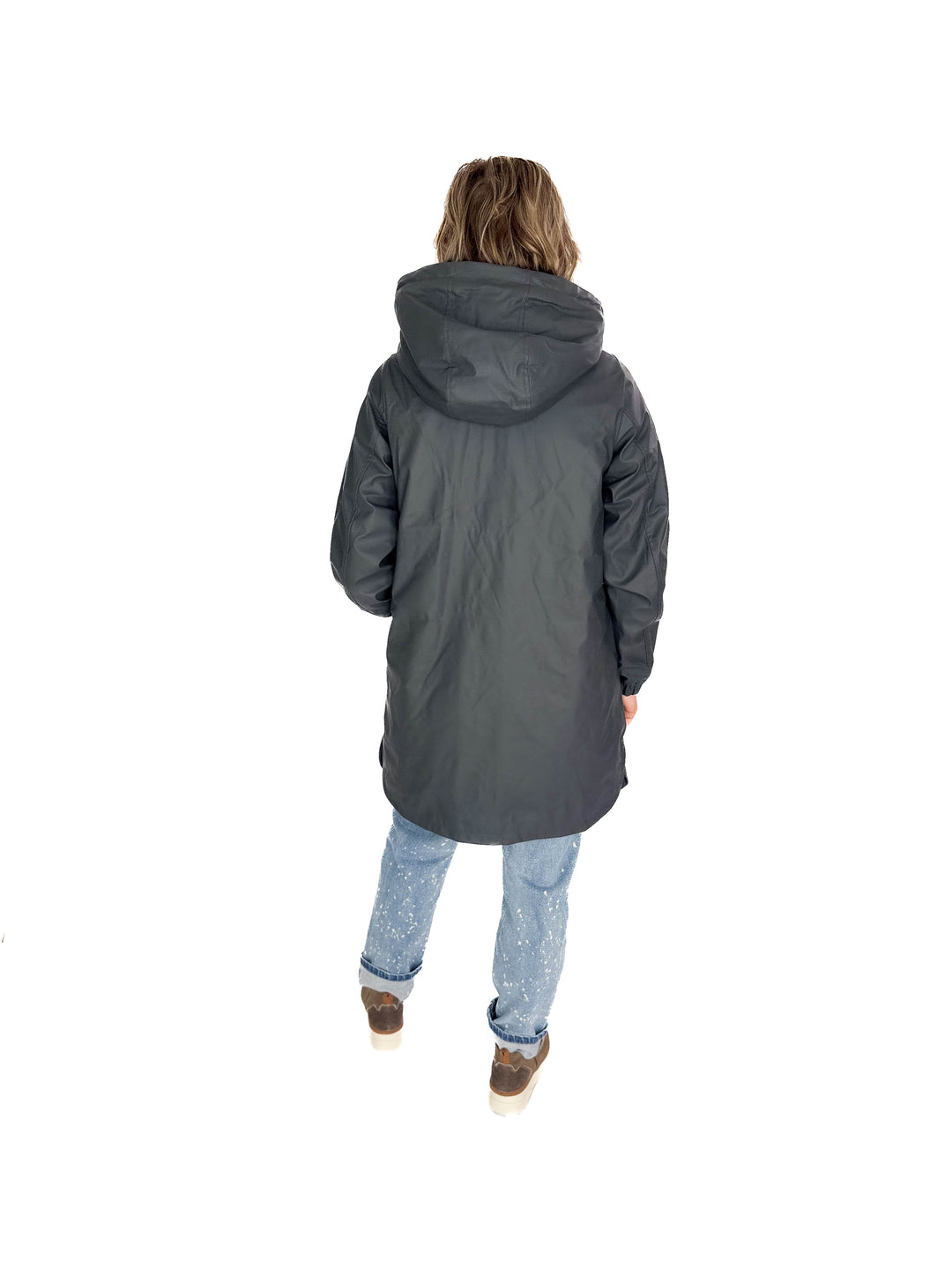 VERO MODA Asta Teddy Hooded Rain Coat- ASPHALT GREY