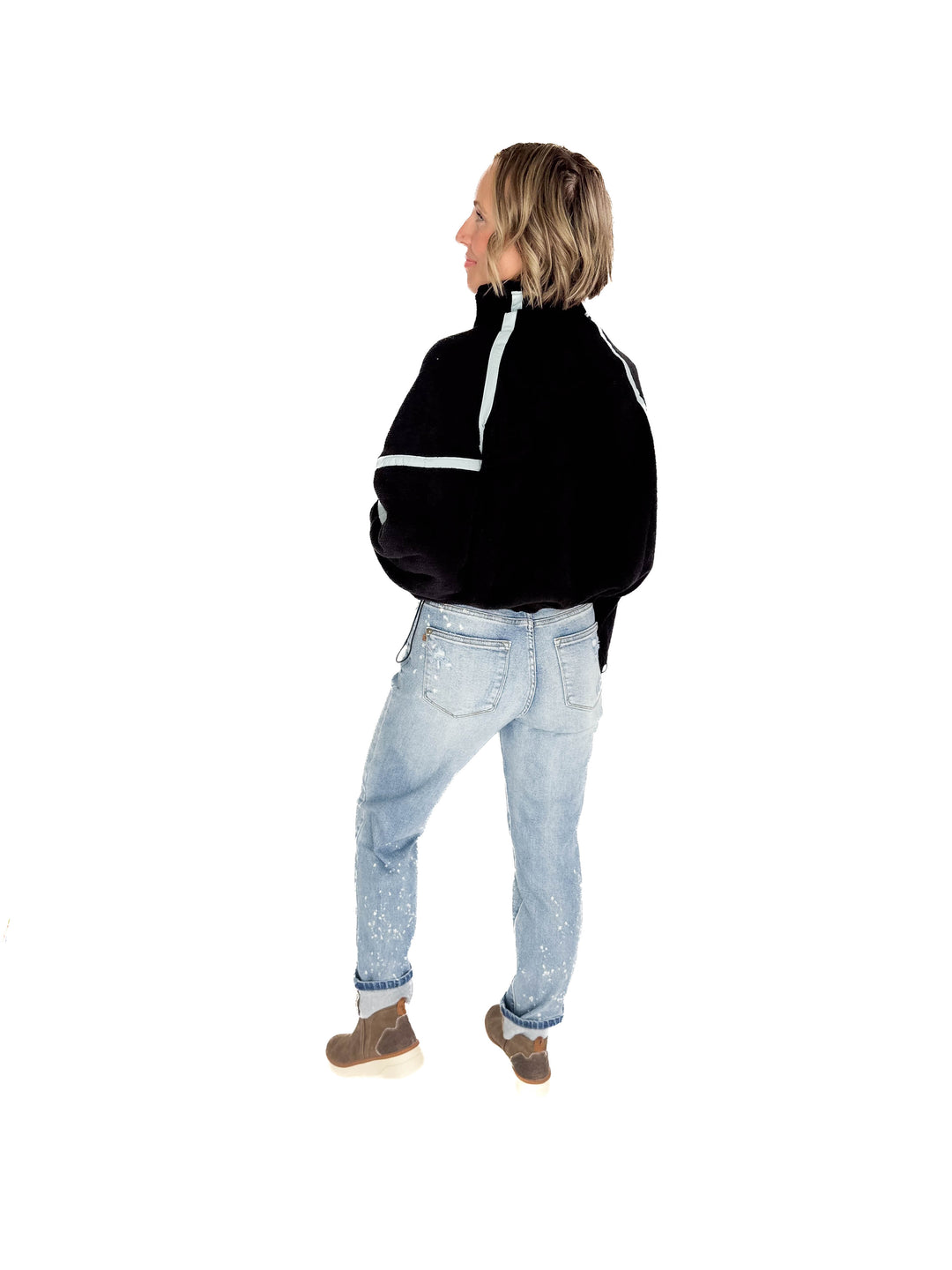 Lily Sherpa Jacket Pullover- BLACK
