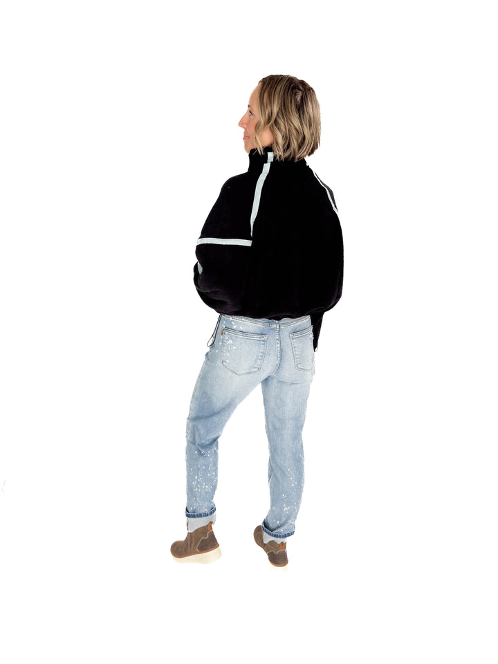 Lily Sherpa Jacket Pullover- BLACK