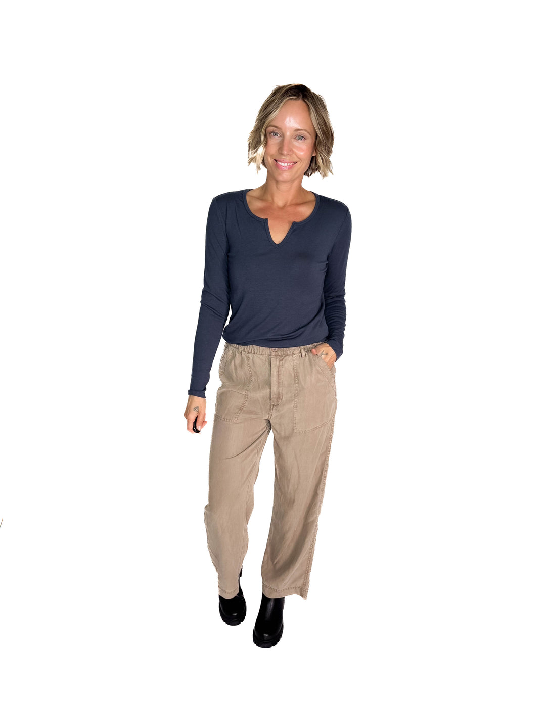 Mackenzie Wide Leg Tencel Pants- HAZELNUT-FINAL SALE