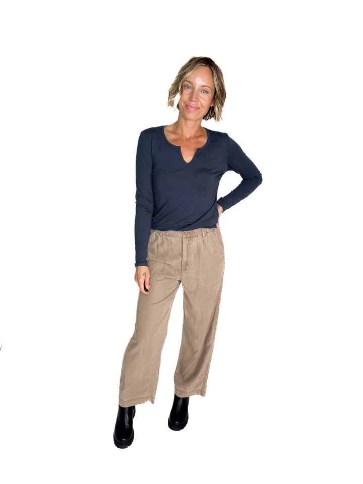 Mackenzie Wide Leg Tencel Pants- HAZELNUT-FINAL SALE