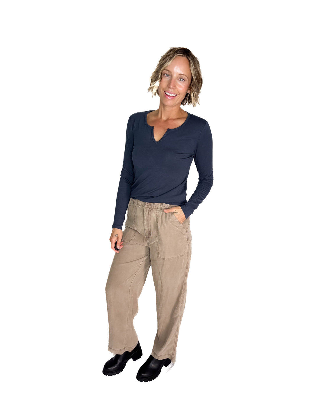 Mackenzie Wide Leg Tencel Pants- HAZELNUT-FINAL SALE