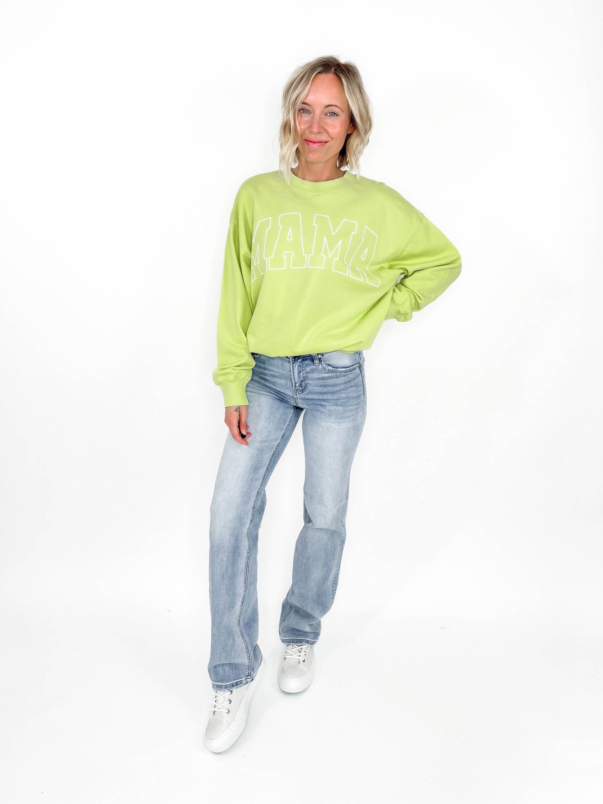 Mama Premium Graphic Sweatshirt- LIME
