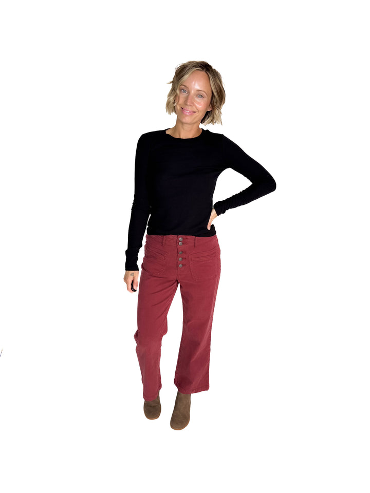 THREAD & SUPPLY Dana Pant- BURGUNDY-FINAL SALE