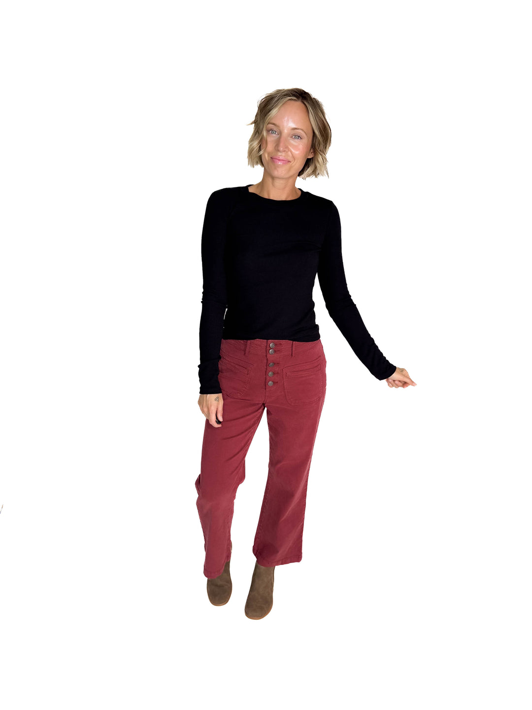THREAD & SUPPLY Dana Pant- BURGUNDY-FINAL SALE
