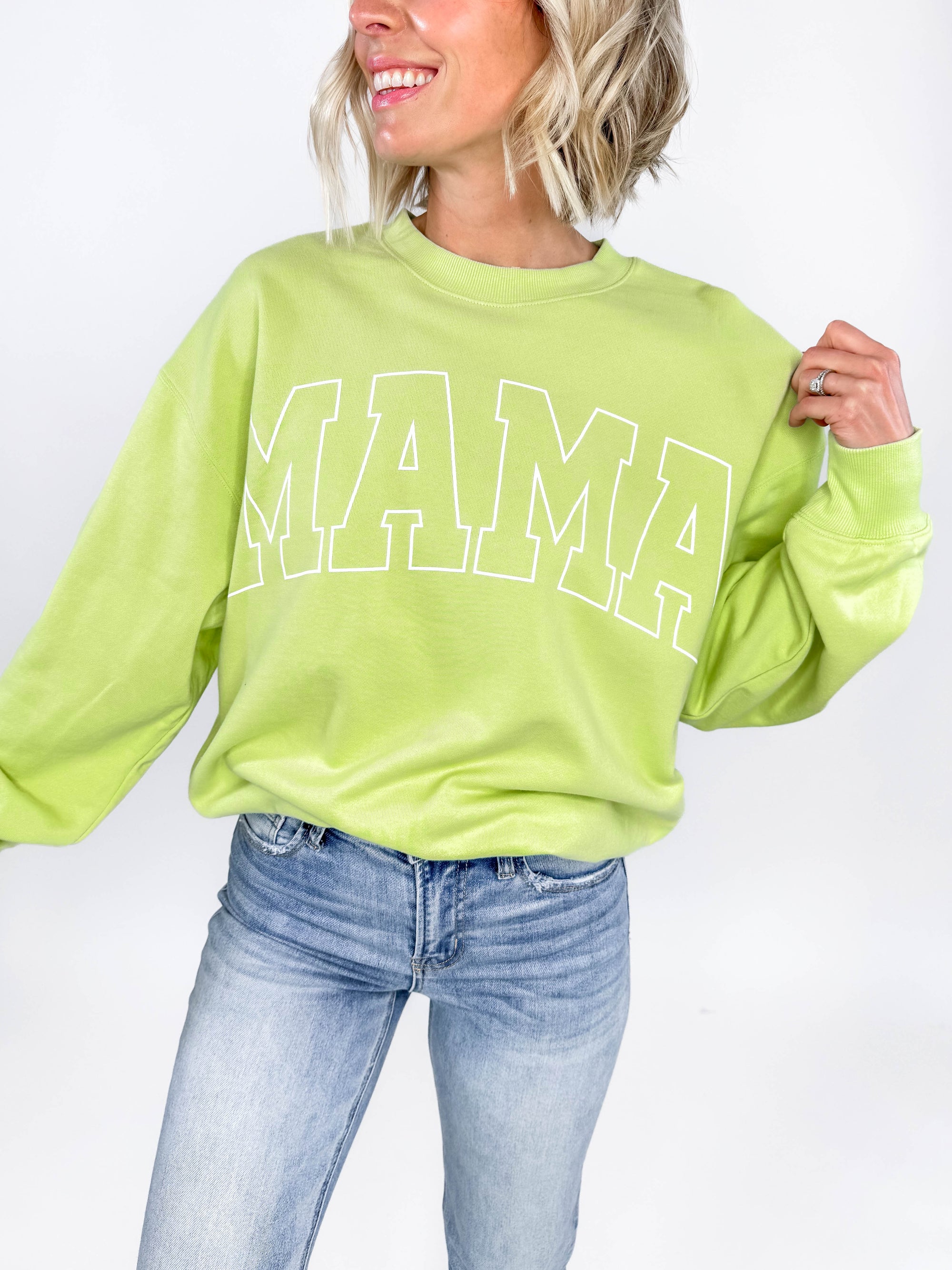 Mama Premium Graphic Sweatshirt- LIME