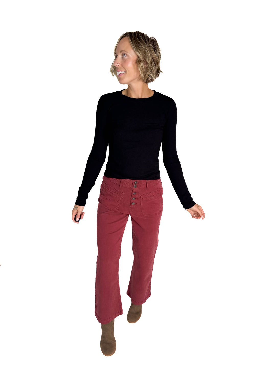 THREAD & SUPPLY Dana Pant- BURGUNDY-FINAL SALE