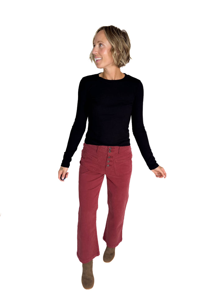 THREAD & SUPPLY Dana Pant- BURGUNDY-FINAL SALE