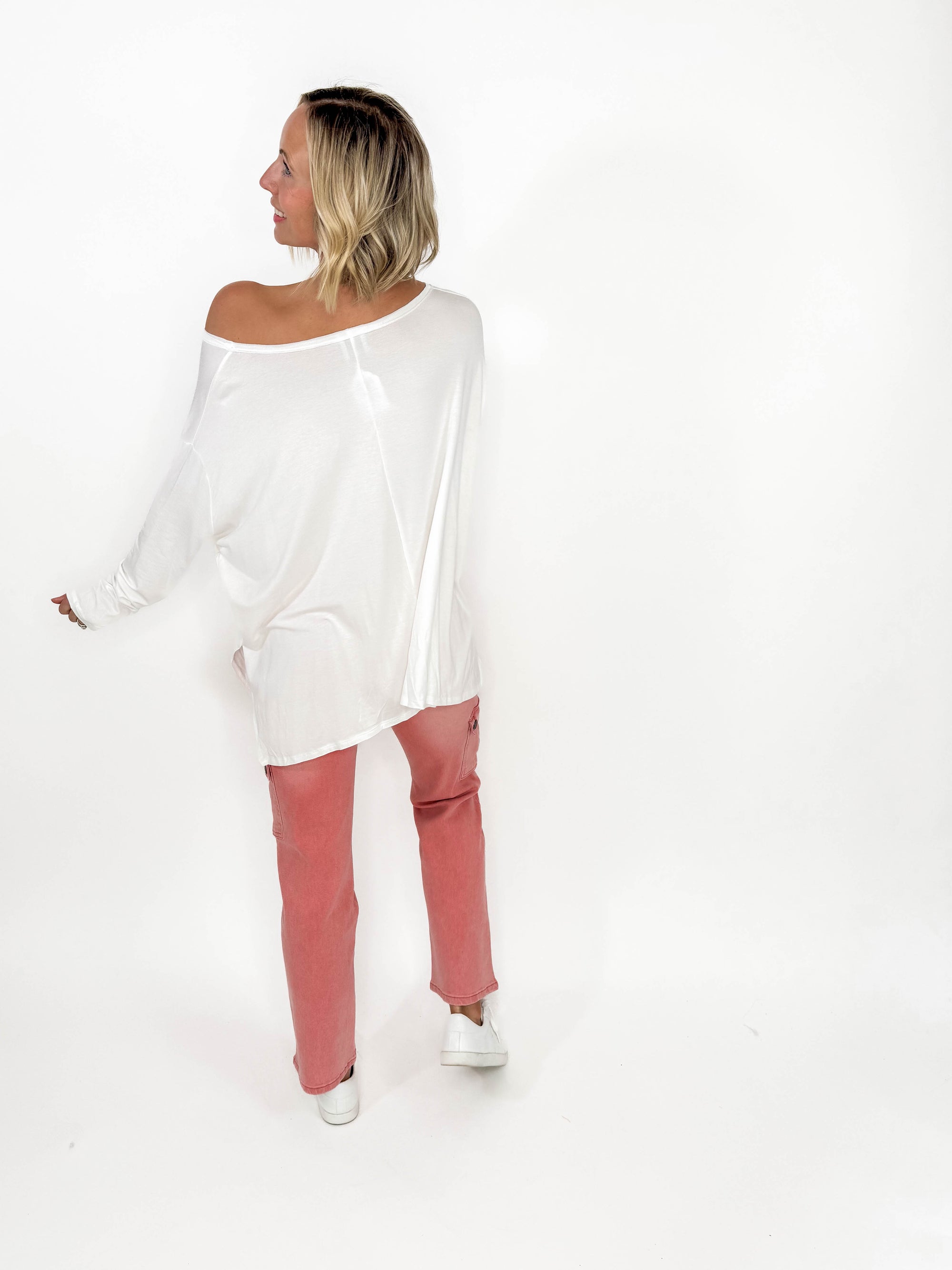 James Slouchy Tunic Top- OFF WHITE