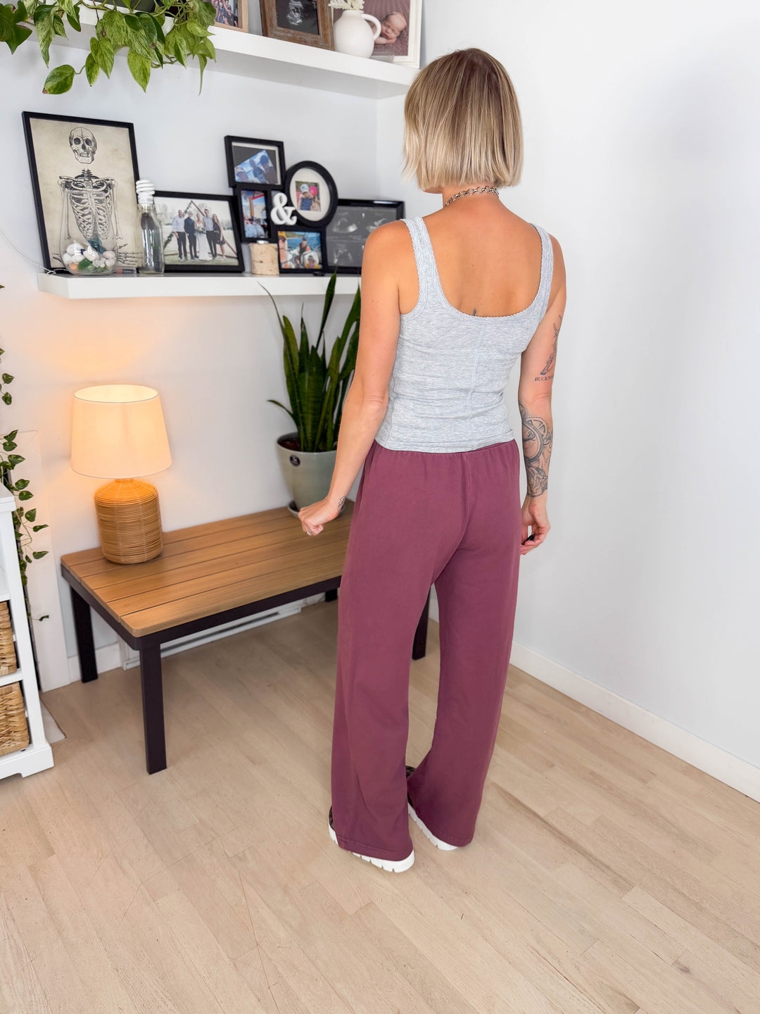 Khendra Cotton Straight Leg Pant- WASHED RAISIN