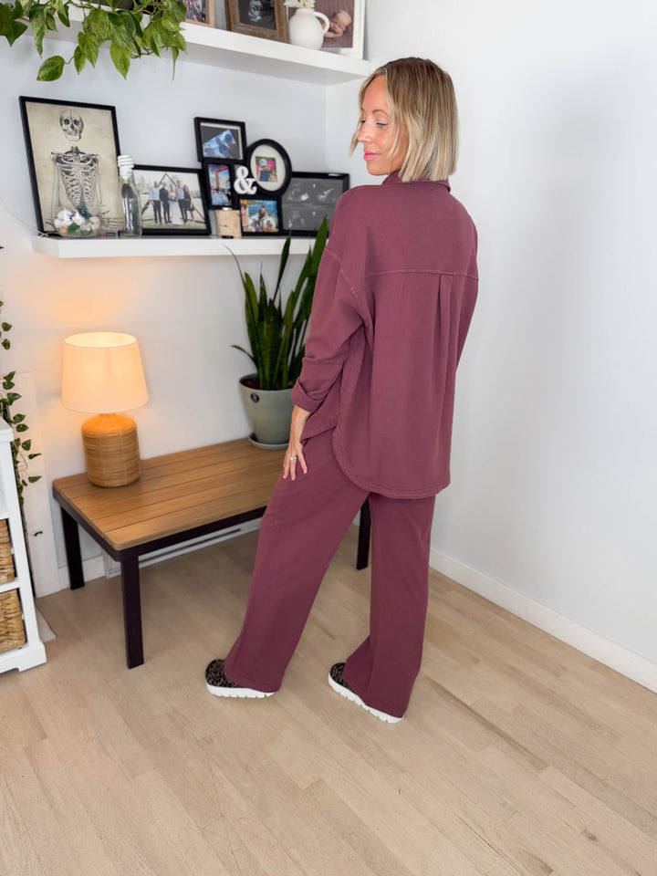 Khendra Cotton Shacket- WASHED RAISIN