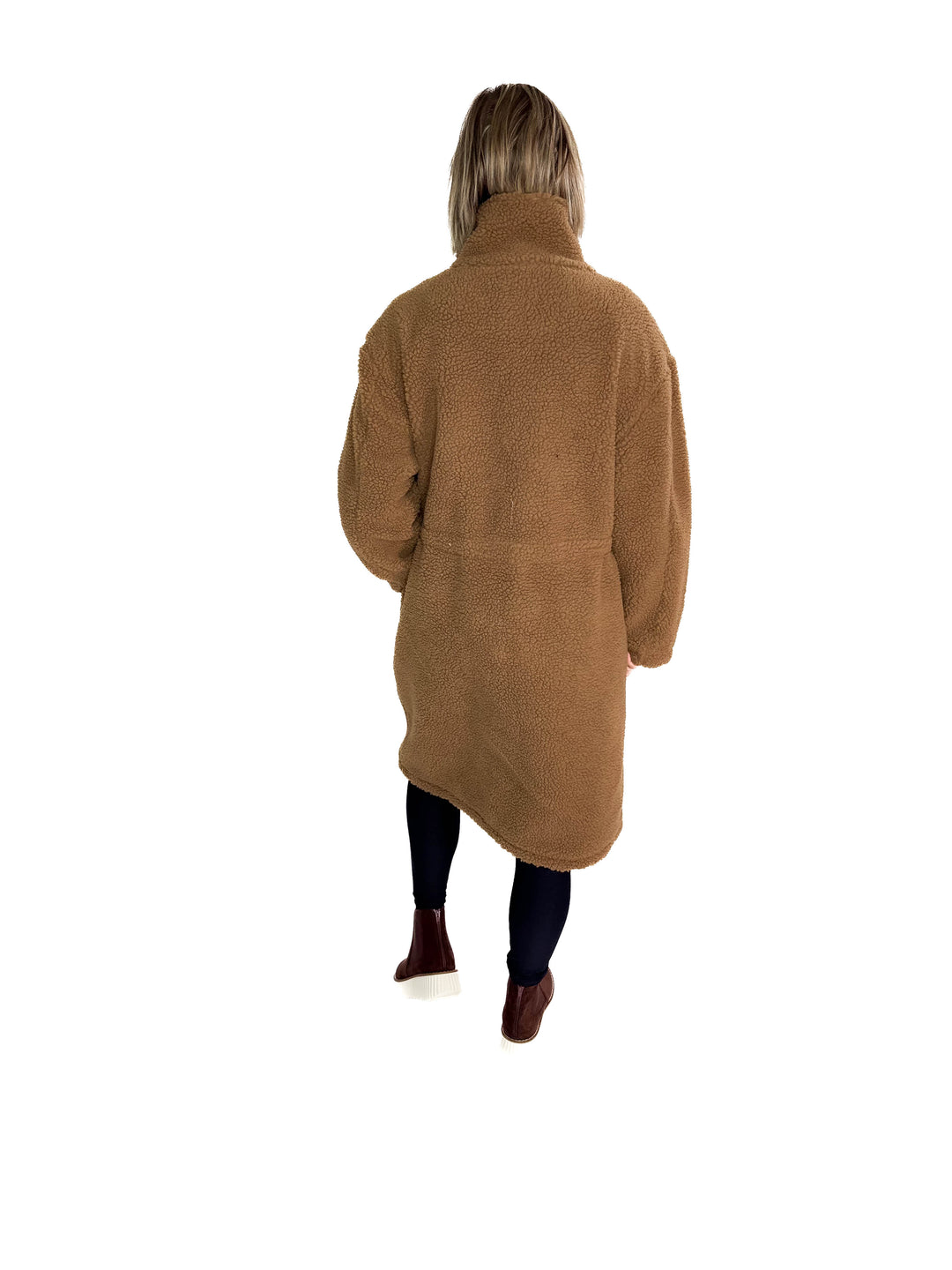 RD STYLE Mila Long Sherpa Coat- CARAMEL