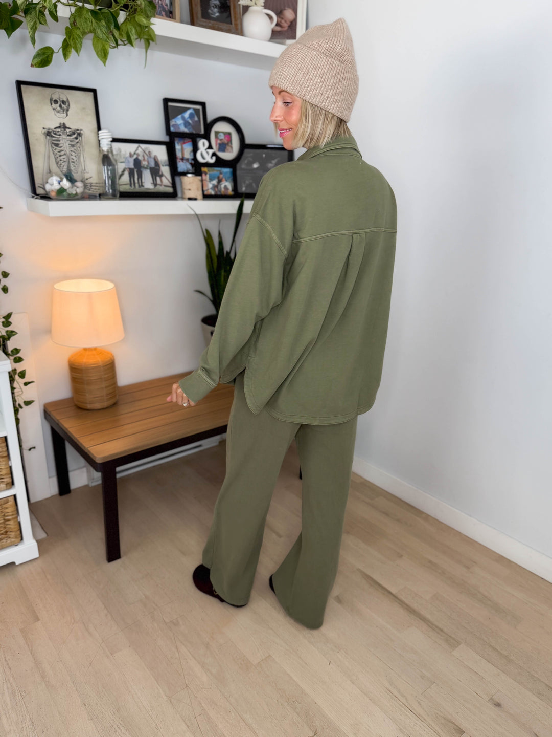 Khendra Cotton Shacket- WASHED SAND OLIVE