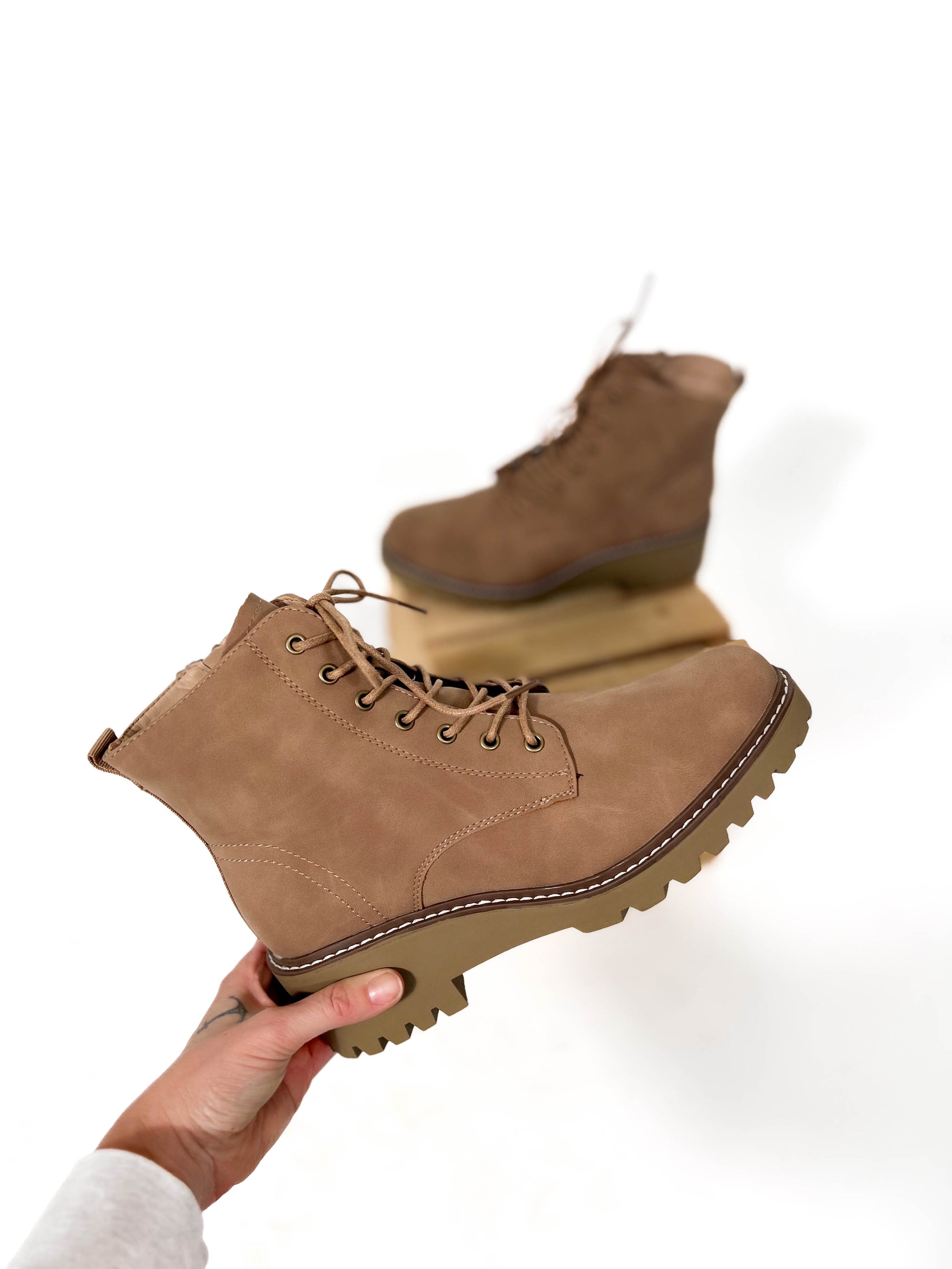 Charlie Lace Up Boot- TAUPE