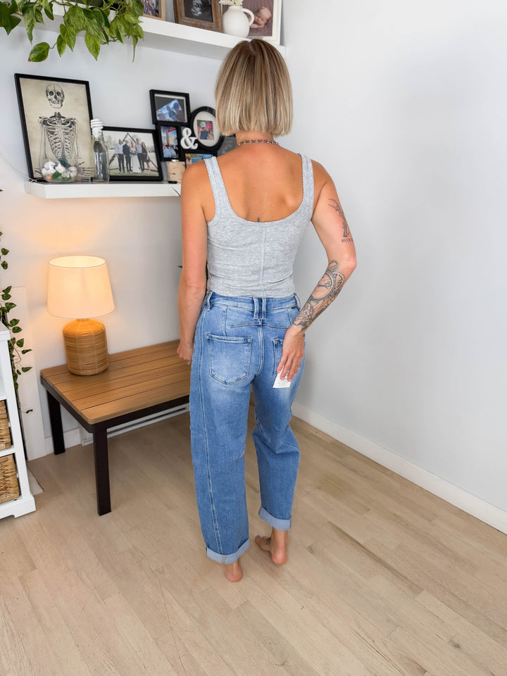 Risen Cruz Barrel Jean- MEDIUM WASH
