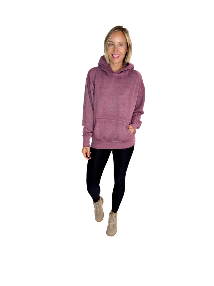 MONO B Burnout Bliss Fleece Hoodie- DARK PLUM