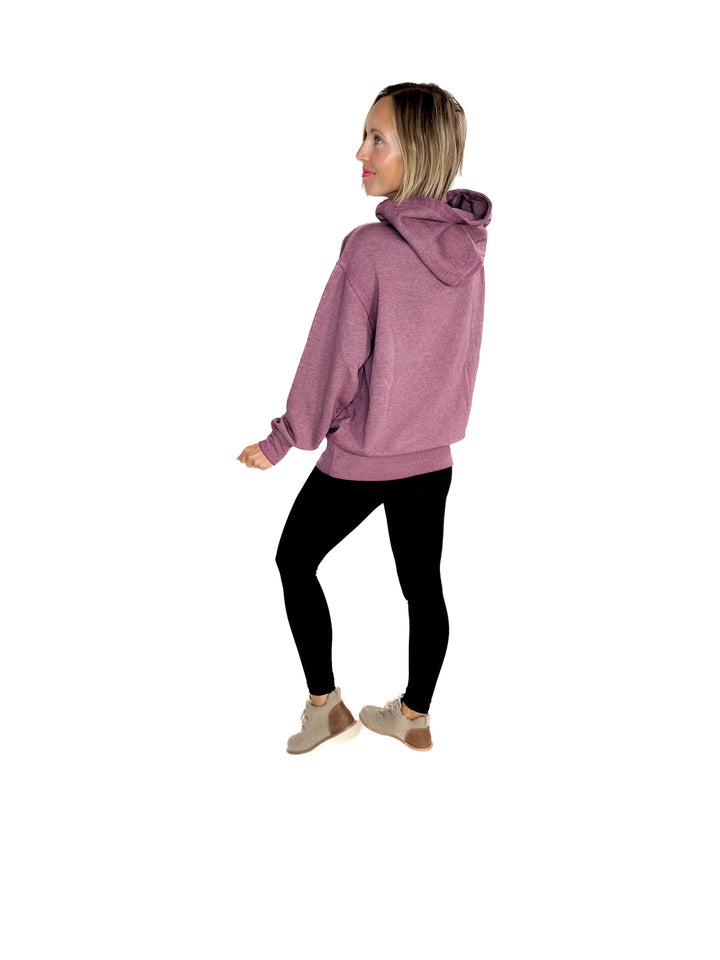 MONO B Burnout Bliss Fleece Hoodie- DARK PLUM