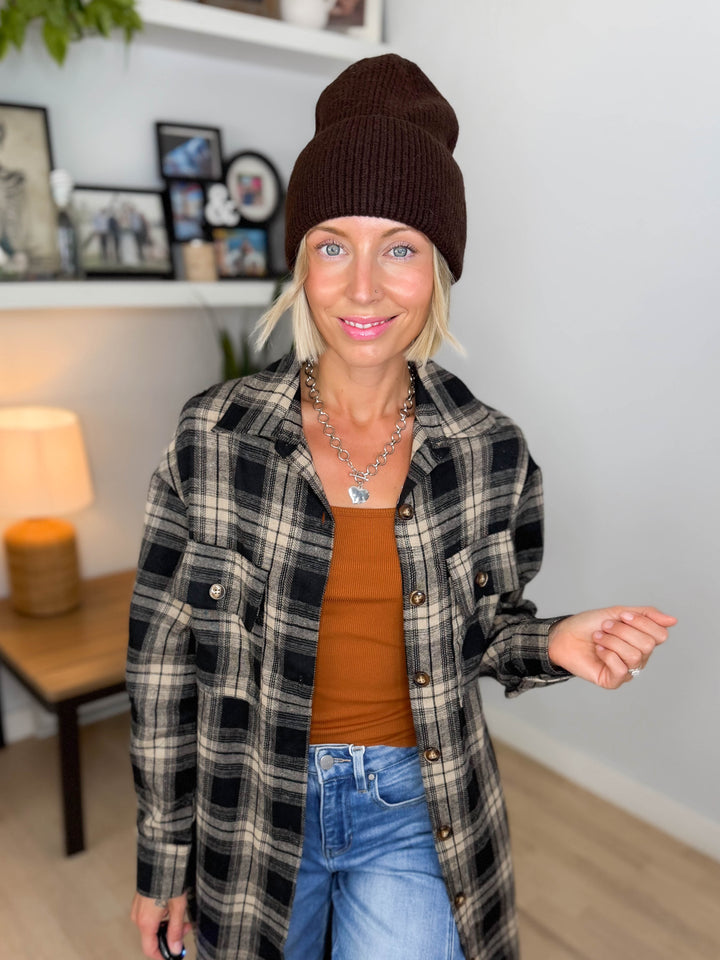 Only Ingrid Ribbed Beanie- COFFEE BEANIE