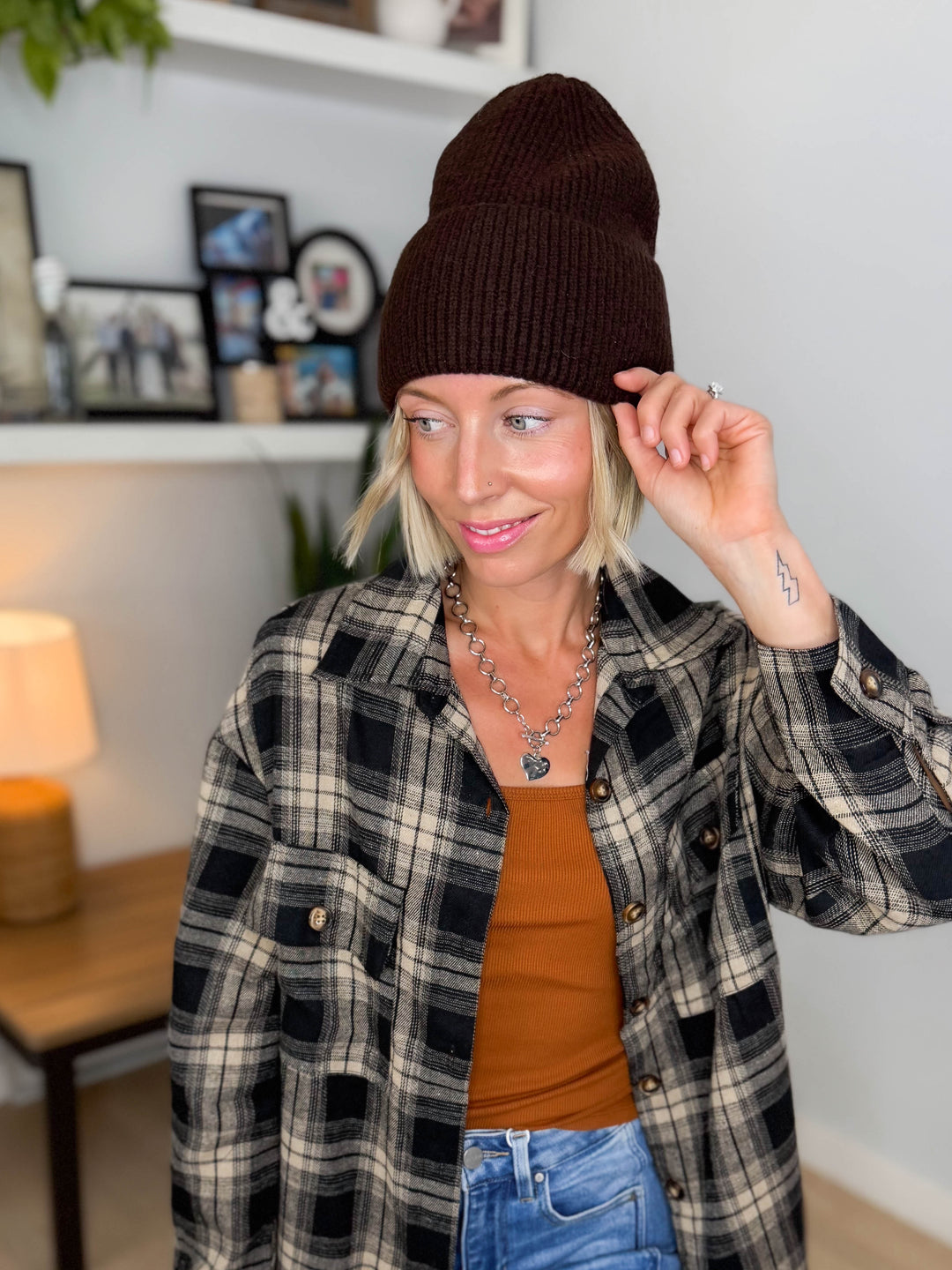 Only Ingrid Ribbed Beanie- COFFEE BEANIE