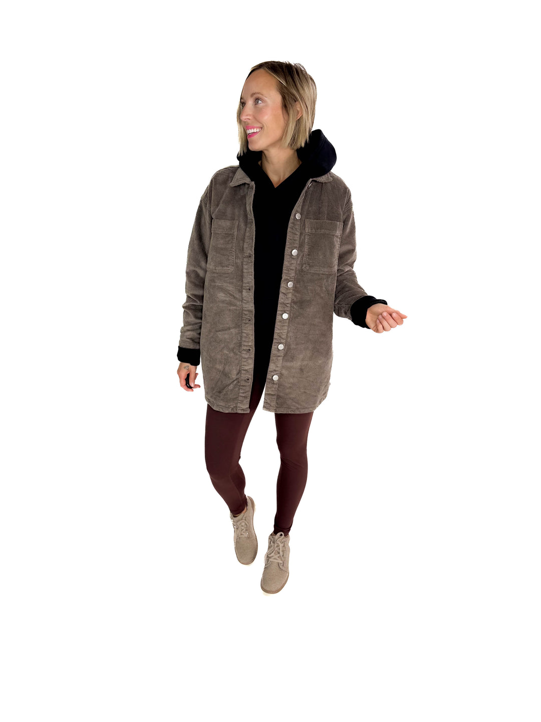 Noisy May Alva Corduroy Shacket- MOREL