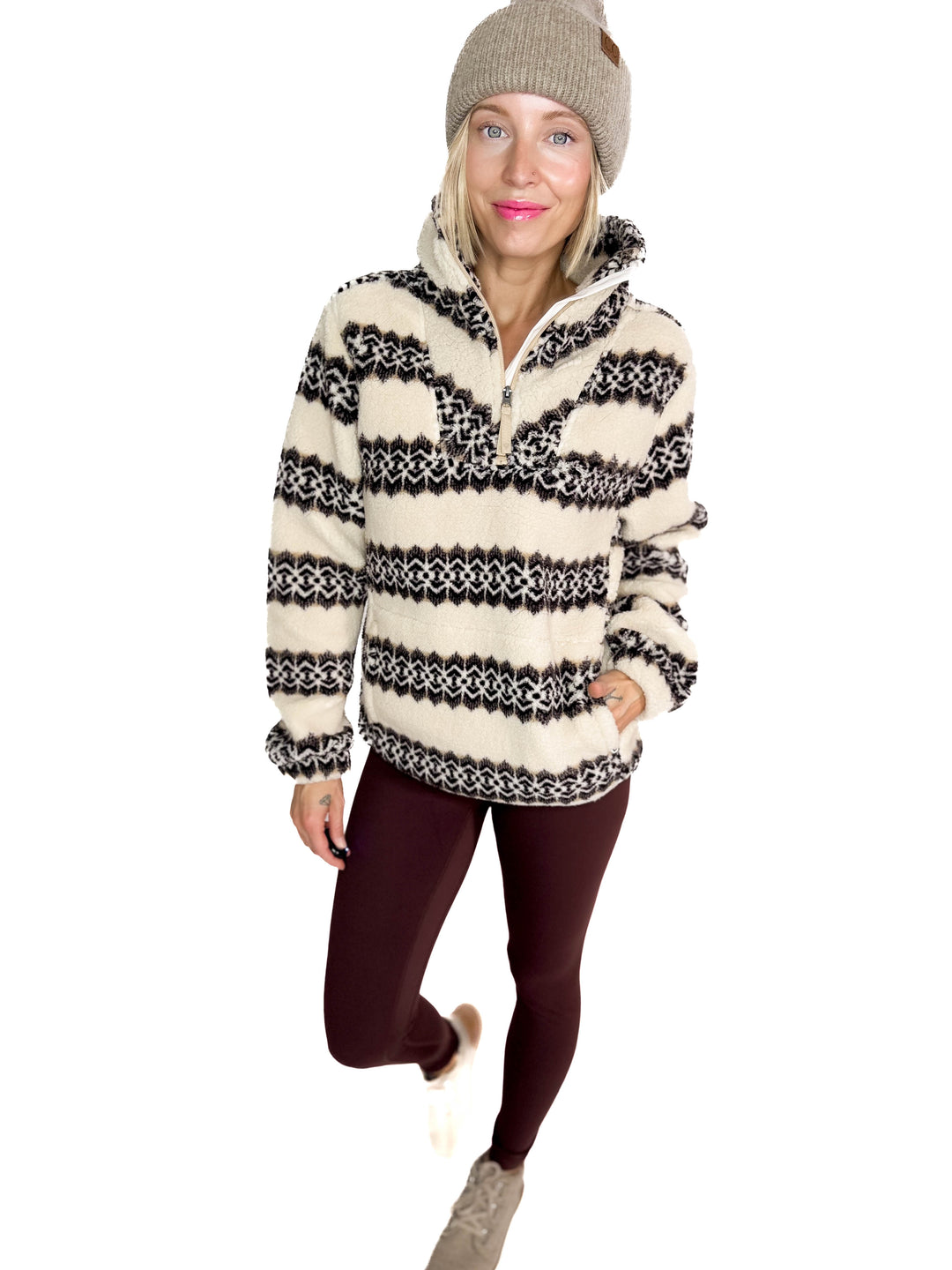 Ainsley Plush Sherpa Pullover- NORDIC BIRCH