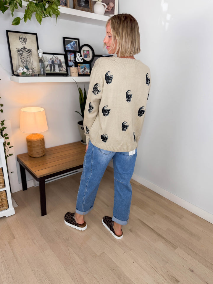 Stevie Skull Sweater- TAN