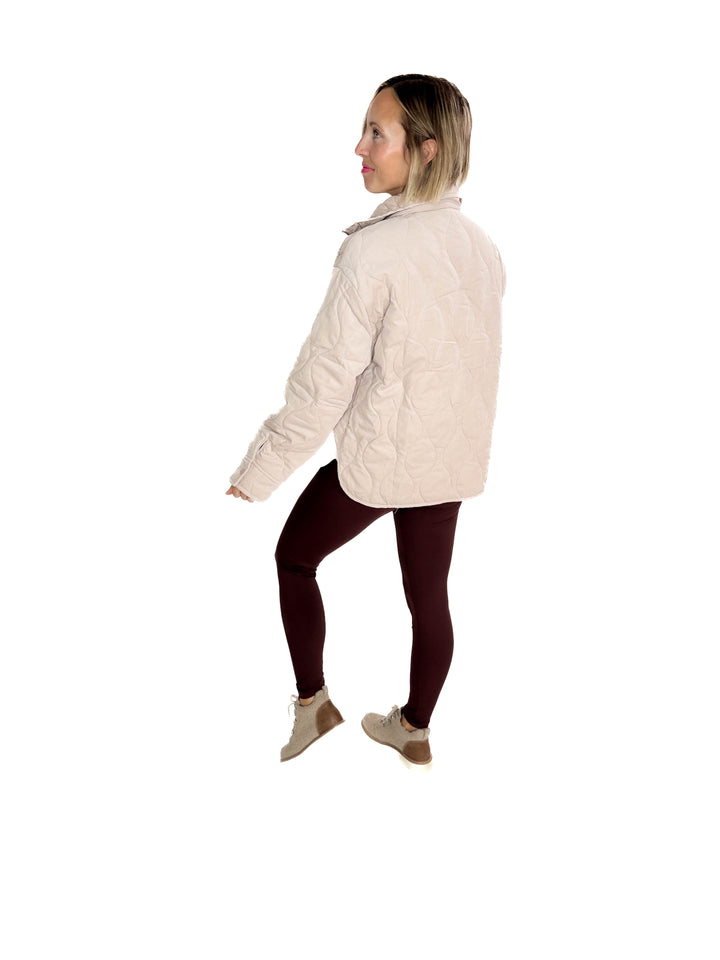 Elmwood Quilted 1/4 Zip Jacket- TAUPE