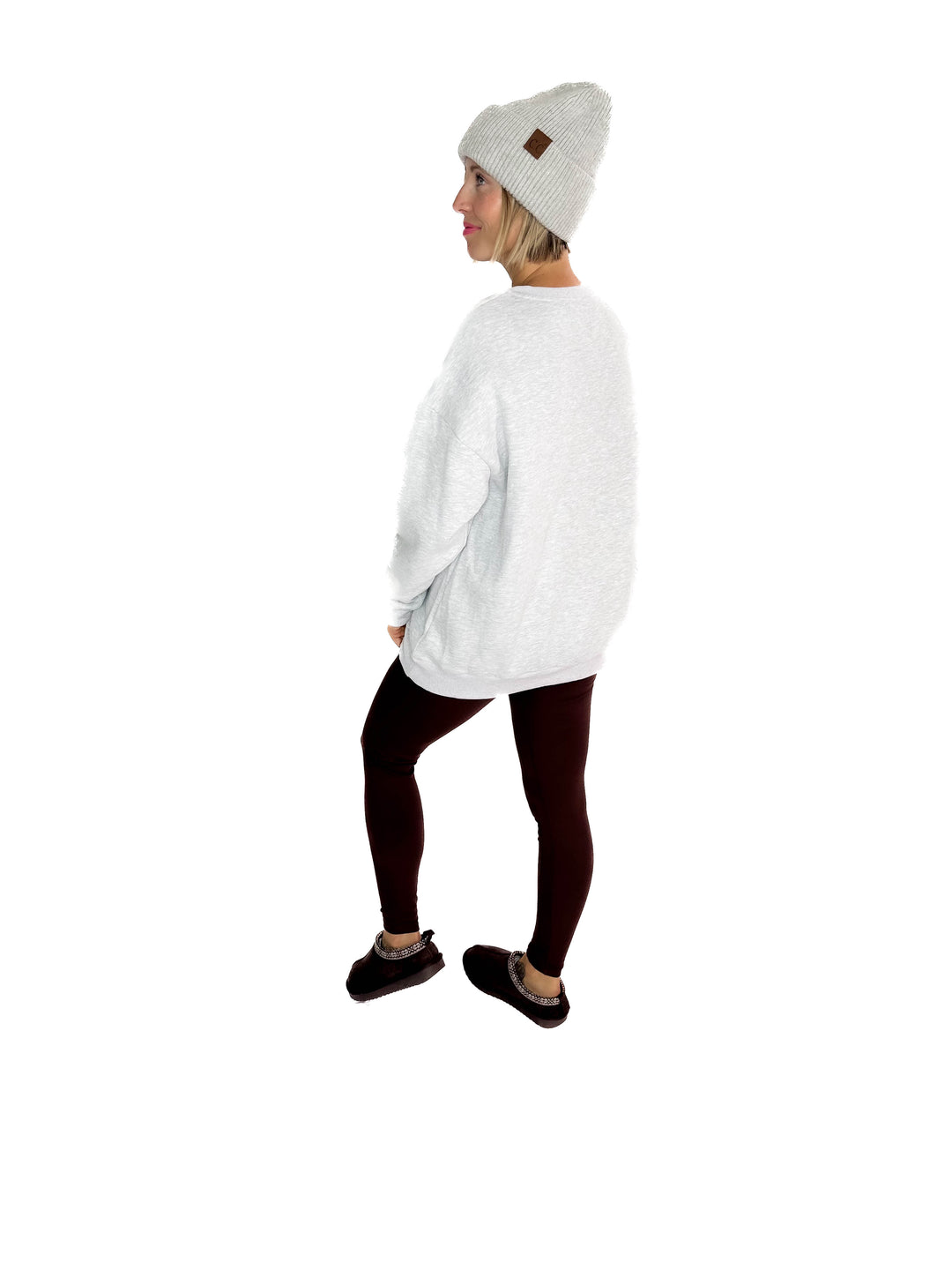 Birdie Split Hem Fleece Pullover- HTHR GREY