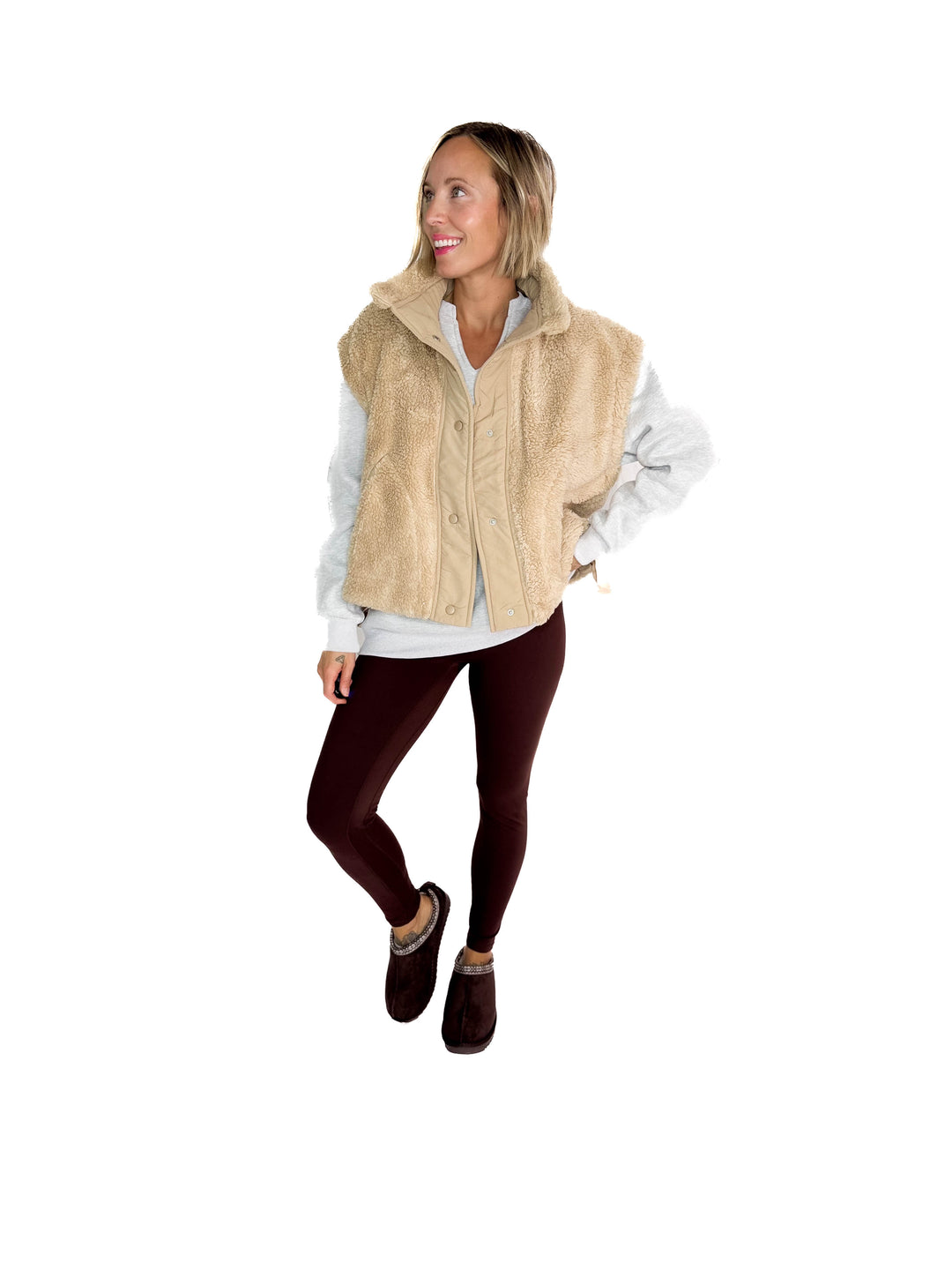 Toasty Sherpa Vest- BEIGE