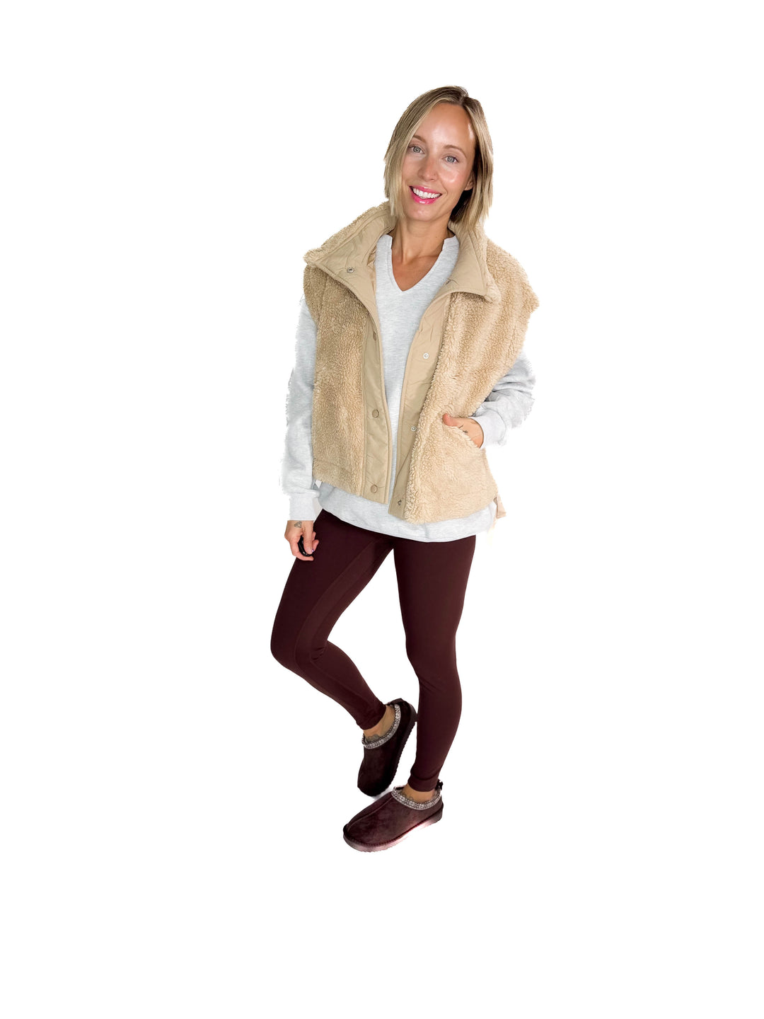 Toasty Sherpa Vest- BEIGE