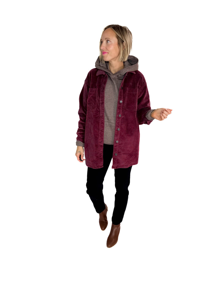 Noisy May Alva Corduroy Shacket- WINE