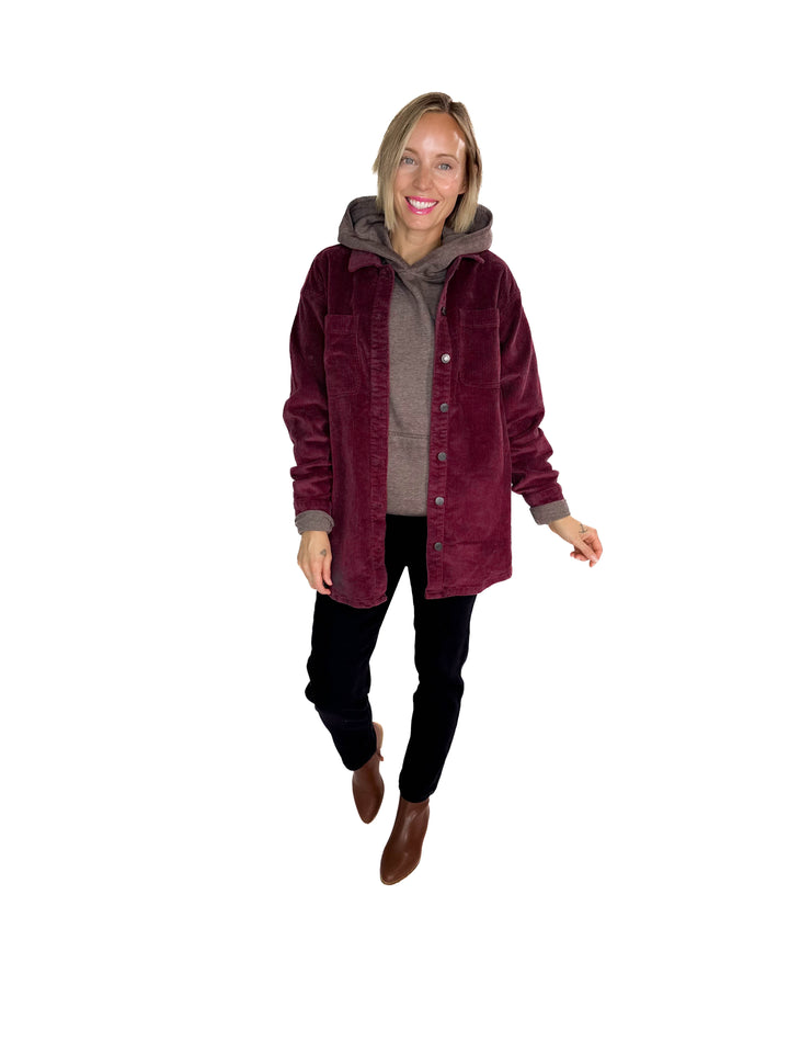 Noisy May Alva Corduroy Shacket- WINE