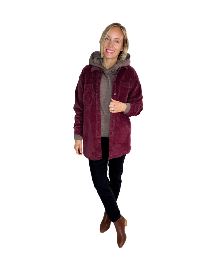 Noisy May Alva Corduroy Shacket- WINE