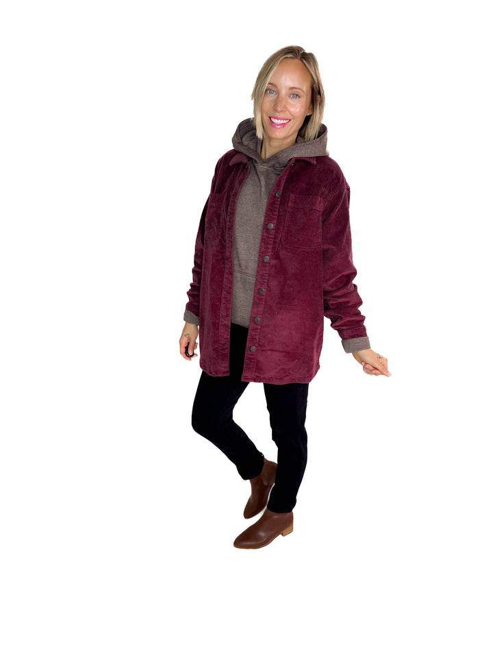 Noisy May Alva Corduroy Shacket- WINE