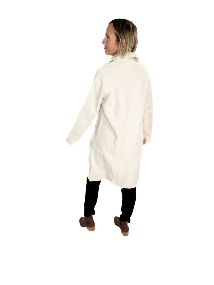 Frosty Boucle Long Button Coat- ECRU OATMEAL
