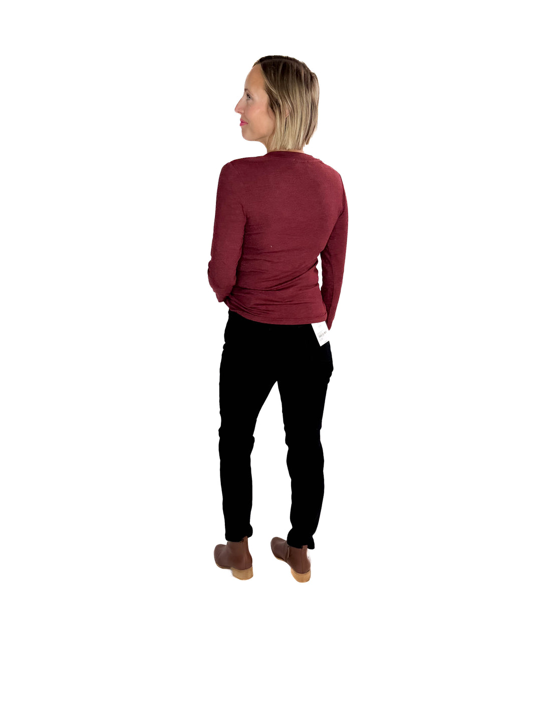 Bella Ultra Soft Classic Ribbed Scoop Neck- BURGUNDY