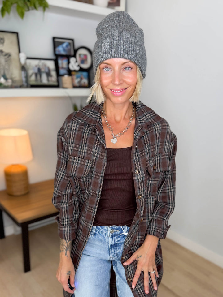 Only Ingrid Ribbed Beanie- DARK GREY