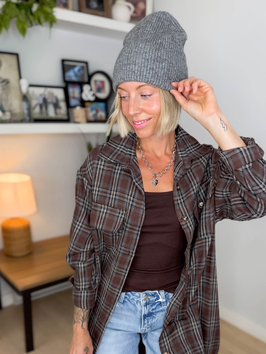 Only Ingrid Ribbed Beanie- DARK GREY