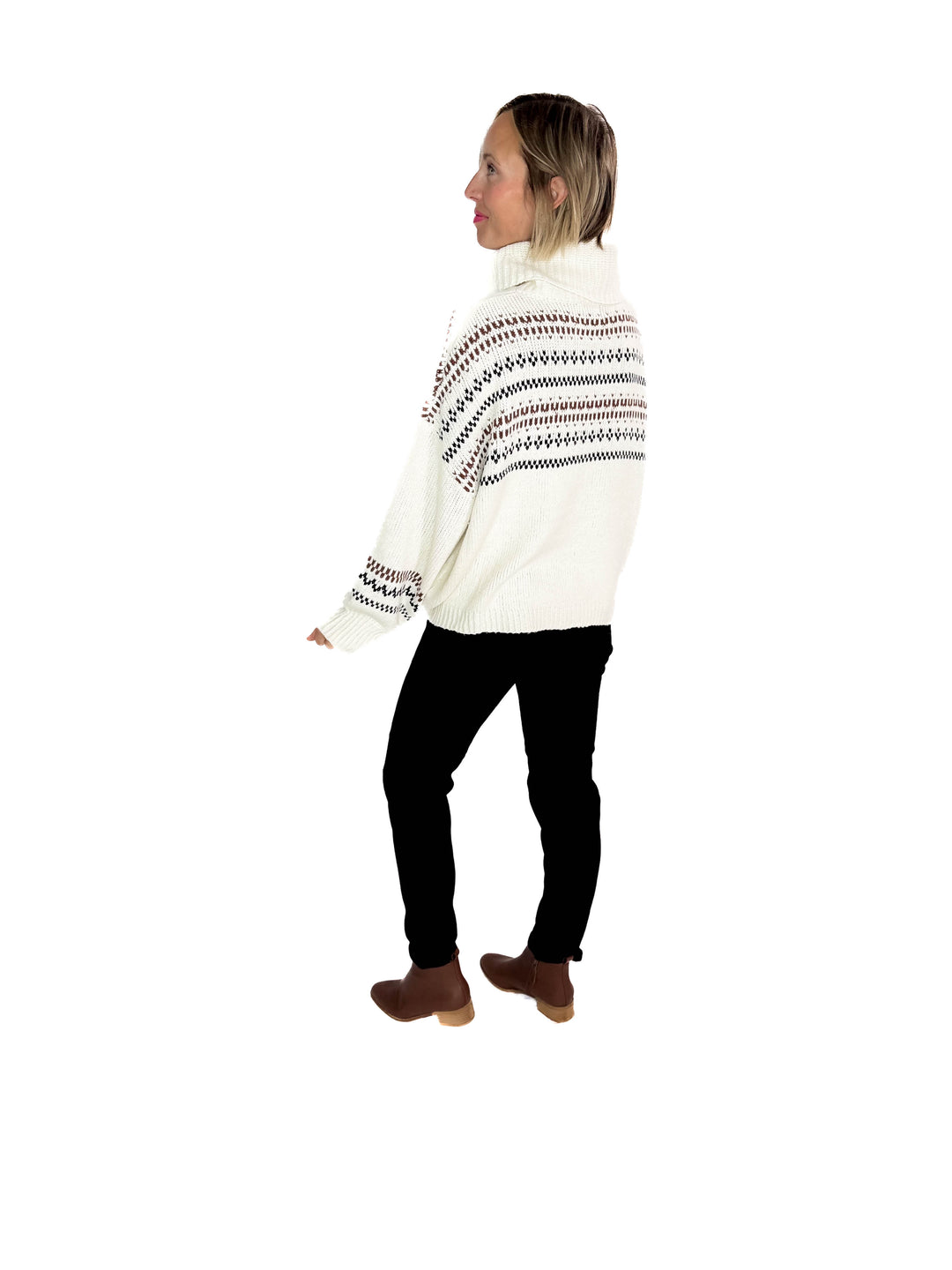 Hollye Cowl Neck Sweater Top- CREAM