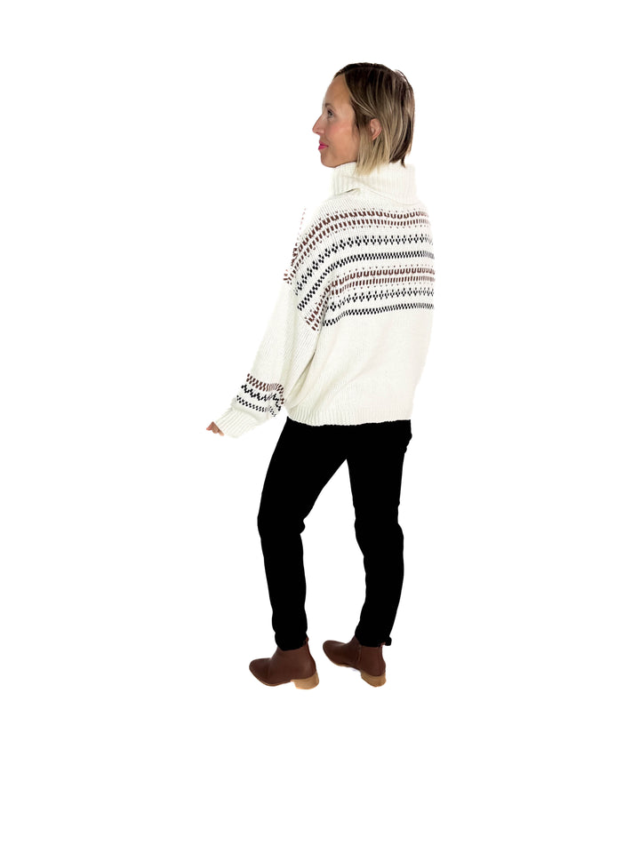 Hollye Cowl Neck Sweater Top- CREAM